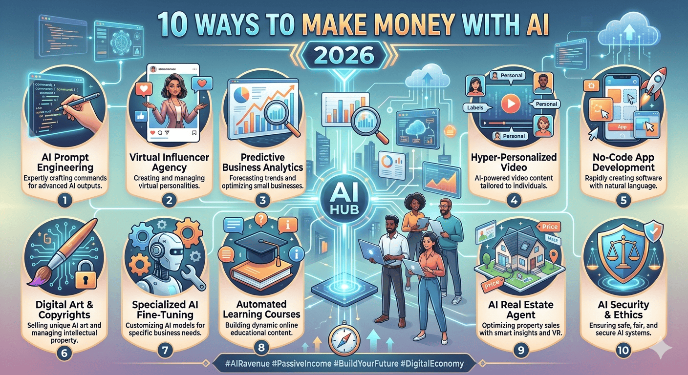 10 วิธีใช้ AI สร้างรายได้ 2026