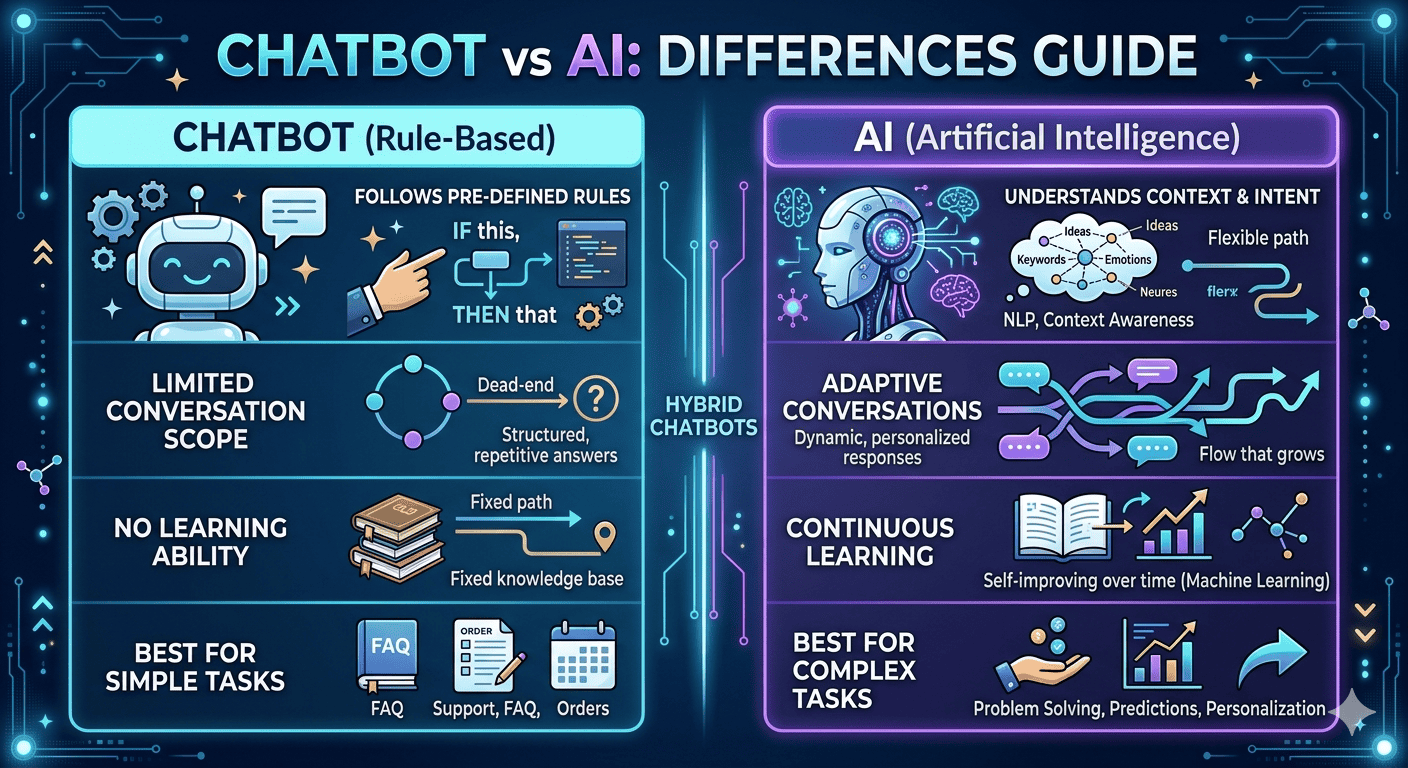 Chatbot กับ AI ต่างกันยังไง