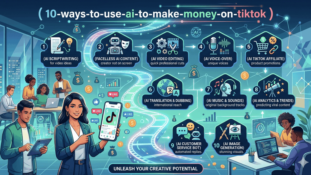 10 วิธีใช้ AI ทำ TikTok หาเงิน