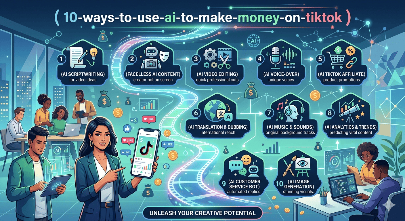 10 วิธีใช้ AI ทำ TikTok หาเงิน