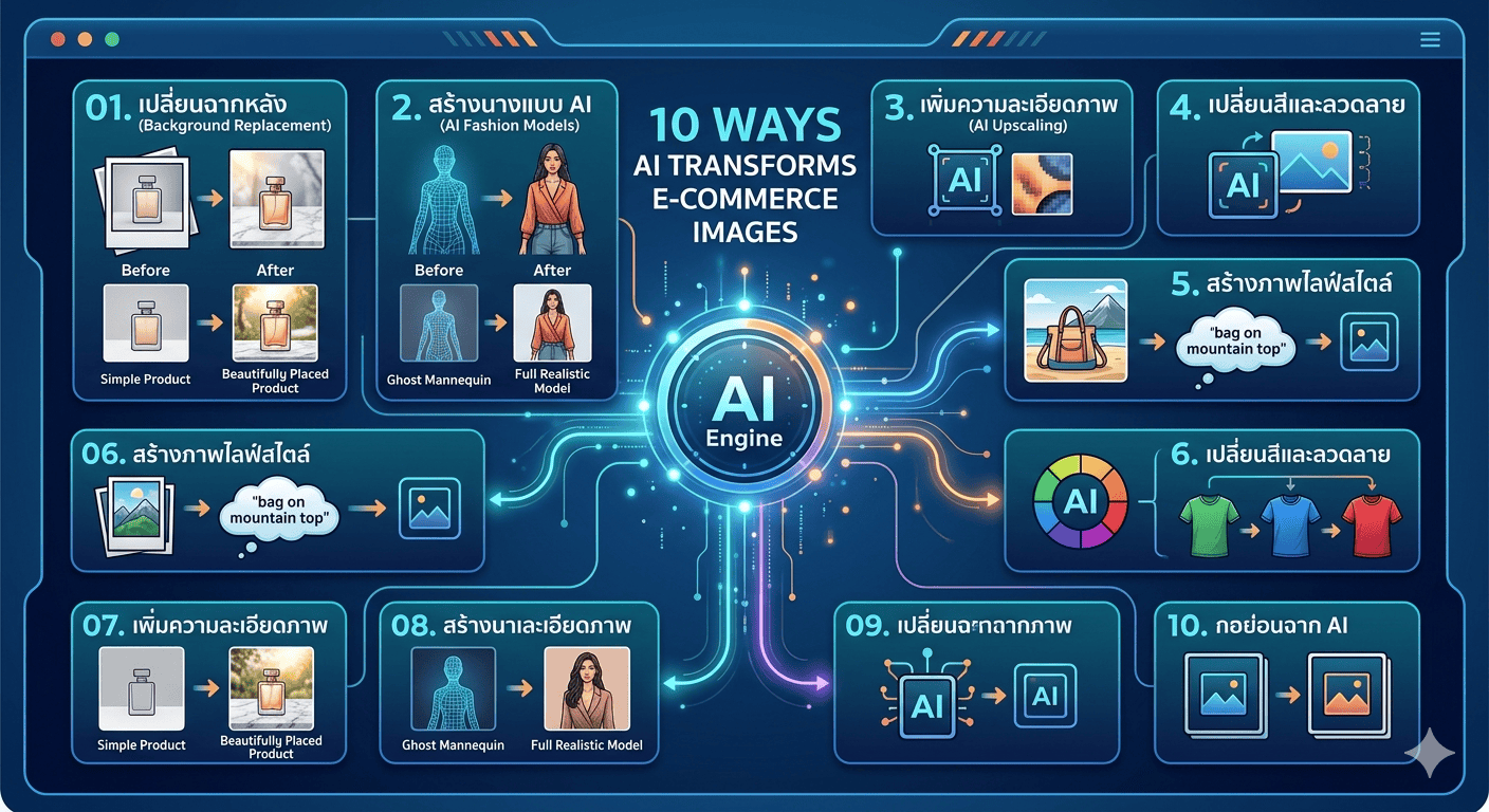 10 วิธีใช้ AI ทำภาพขายออนไลน์