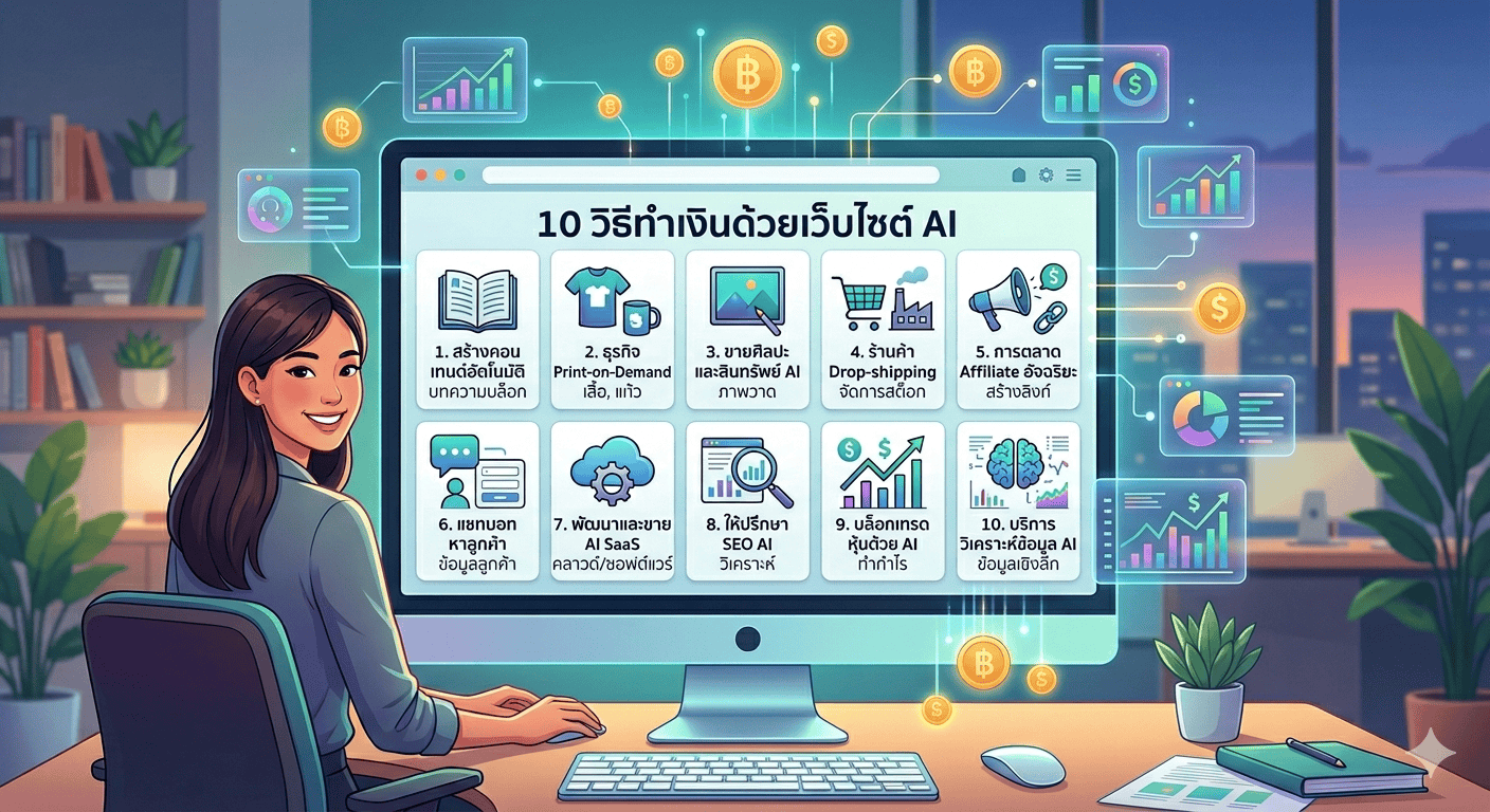 10 วิธีใช้ AI ทำเว็บไซต์ทำเงิน
