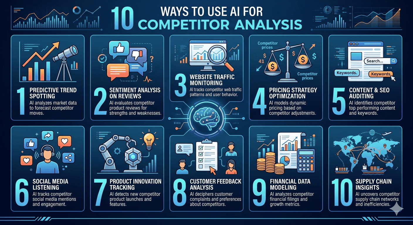 10 วิธีใช้ AI วิเคราะห์คู่แข่ง