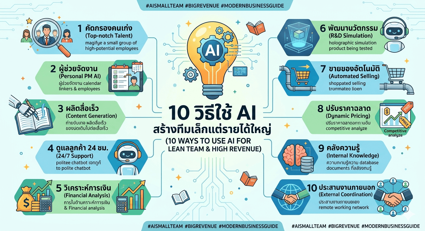 10 วิธีใช้ AI สร้างทีมเล็กแต่รายได้ใหญ่
