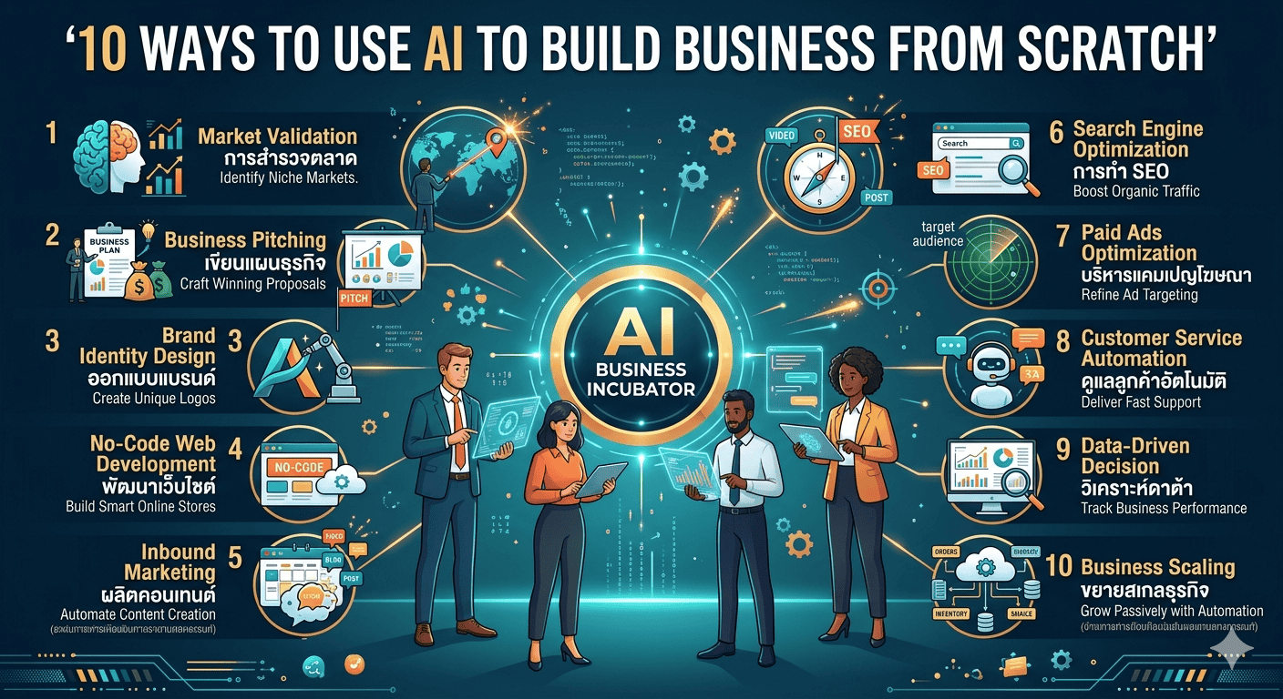 10 วิธีใช้ AI สร้างธุรกิจจากศูนย์