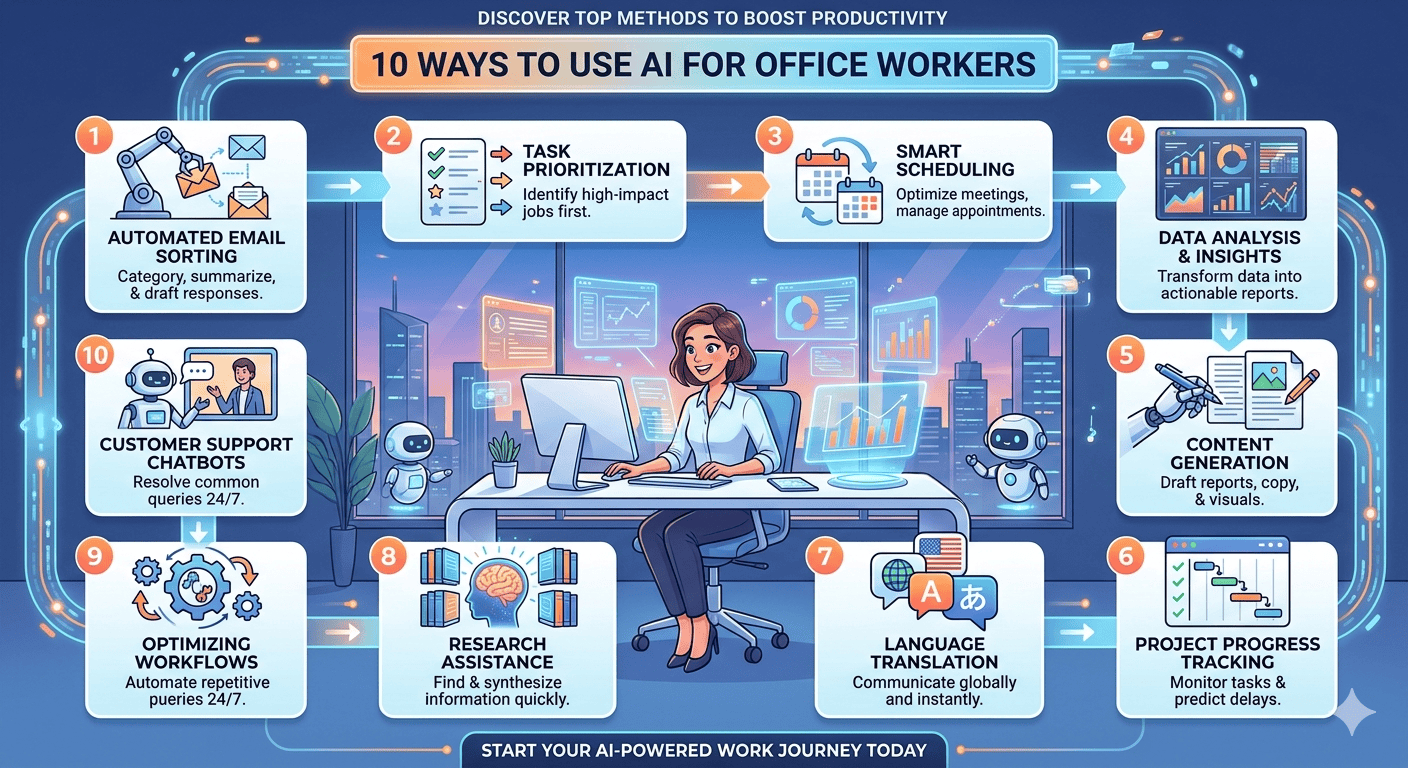 10 วิธีใช้ AI สำหรับพนักงานออฟฟิศ