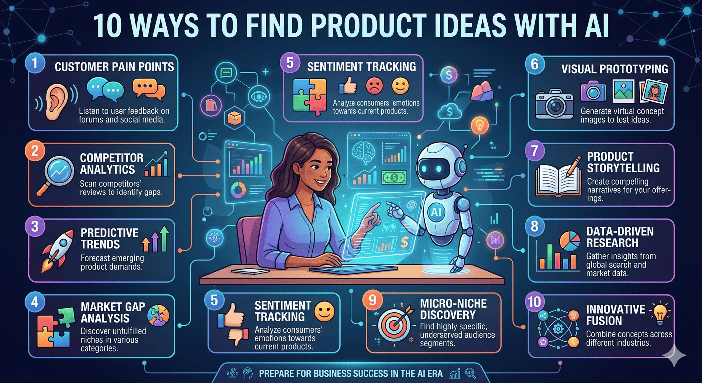 10 วิธีใช้ AI หาไอเดียสินค้า