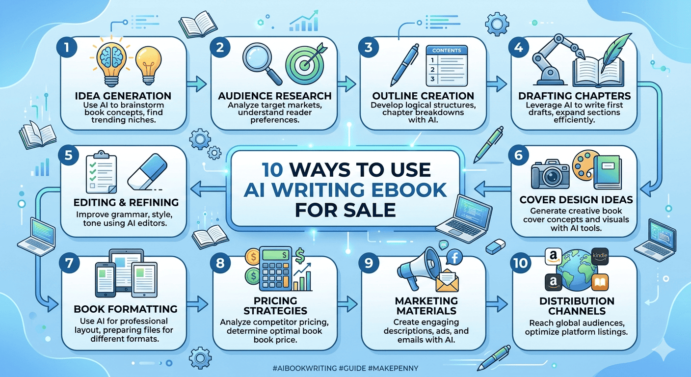 10 วิธีใช้ AI เขียน eBook ขาย