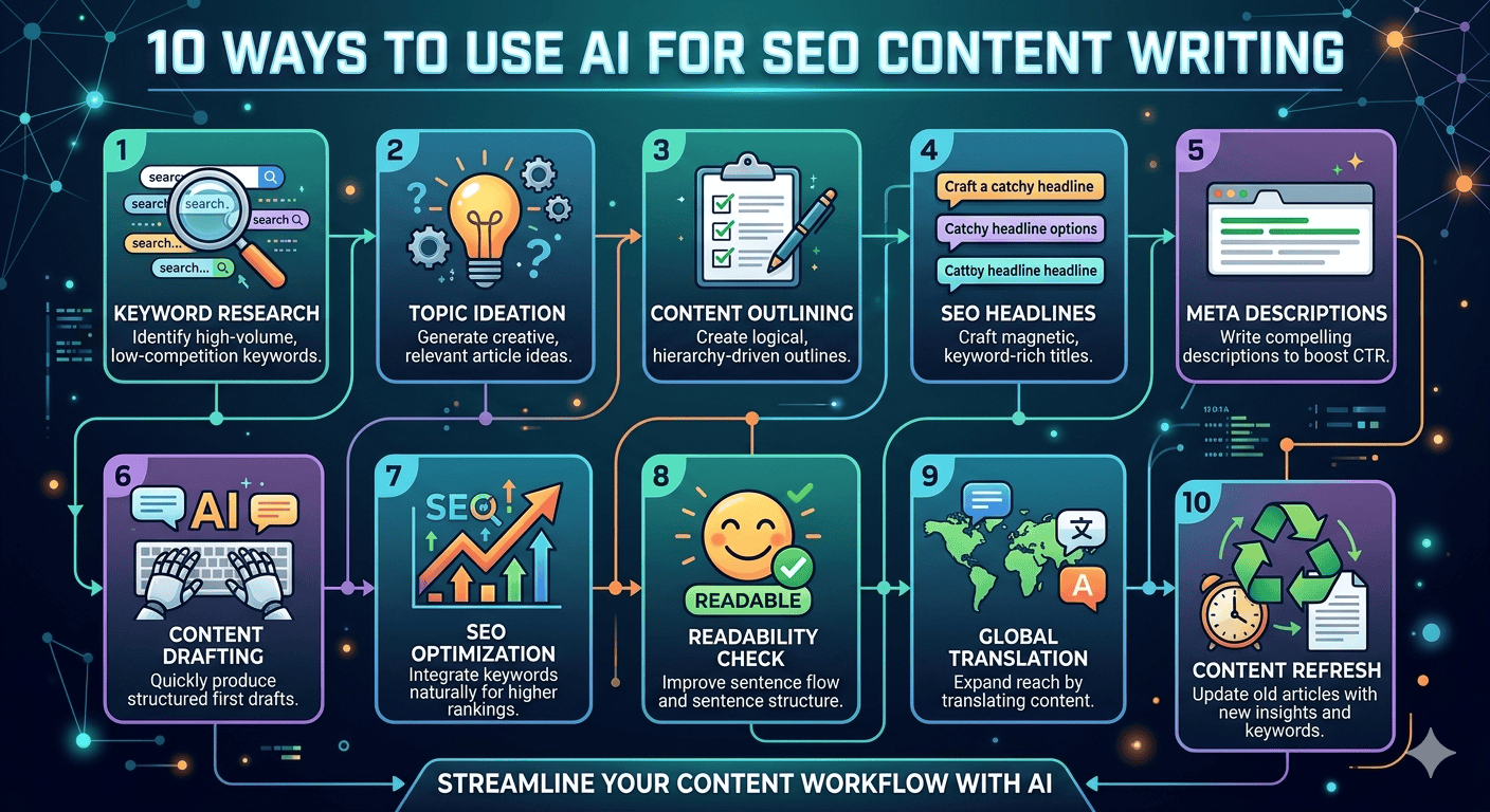 10 วิธีใช้ AI เขียนบทความ SEO