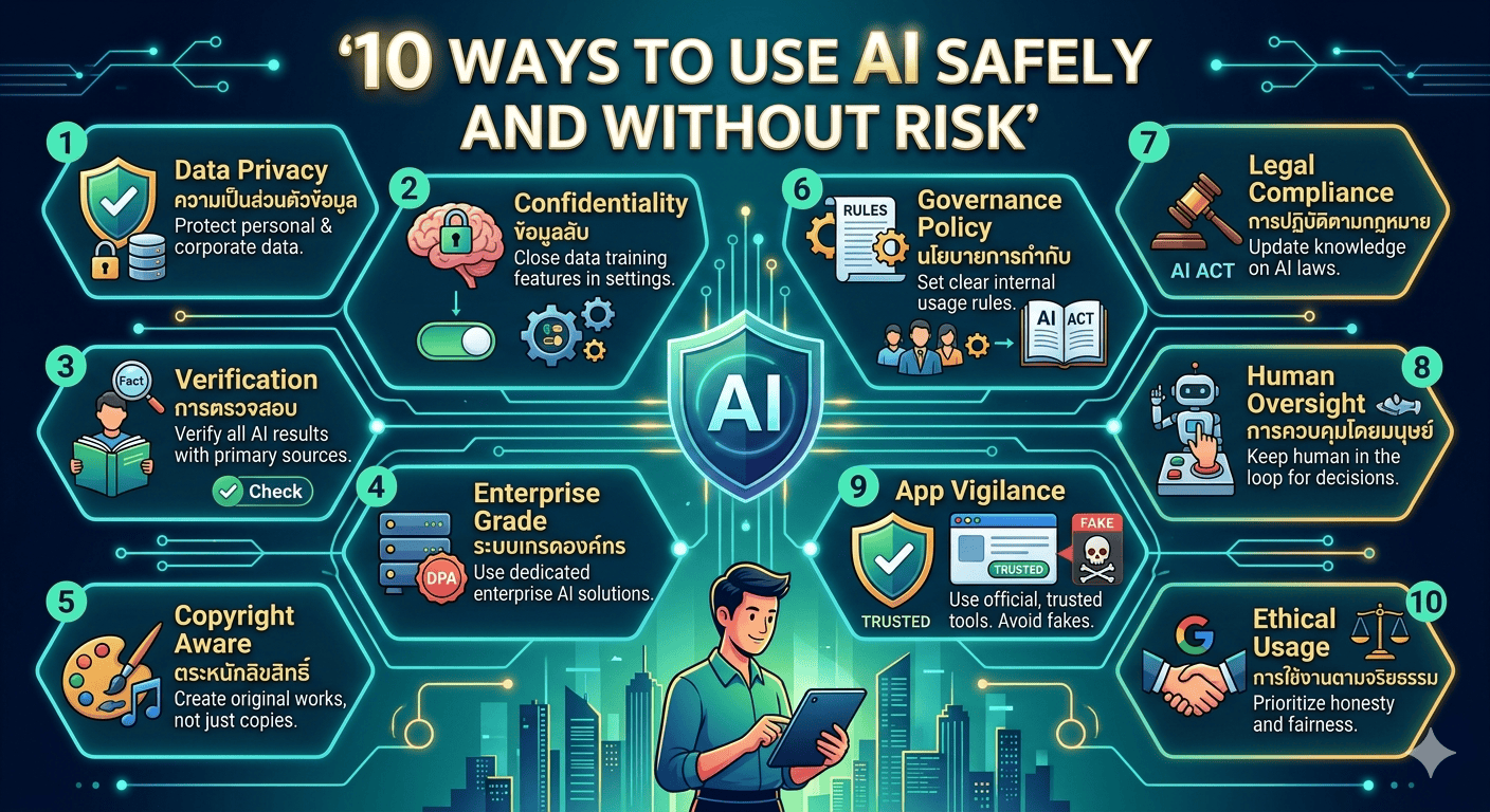 10 วิธีใช้ AI แบบไม่เสี่ยง