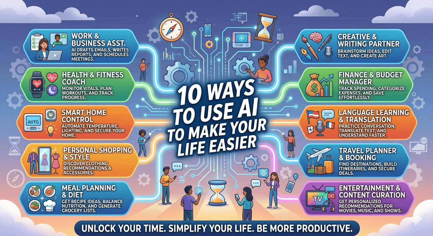10 วิธีใช้ AI ให้ชีวิตง่ายขึ้น