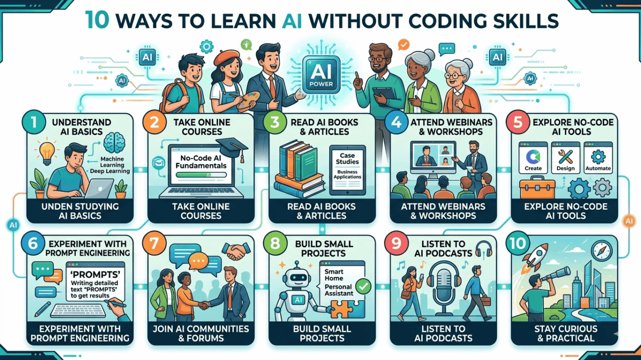 10 แนวทางเรียน AI แบบไม่ต้องเขียนโค้ด