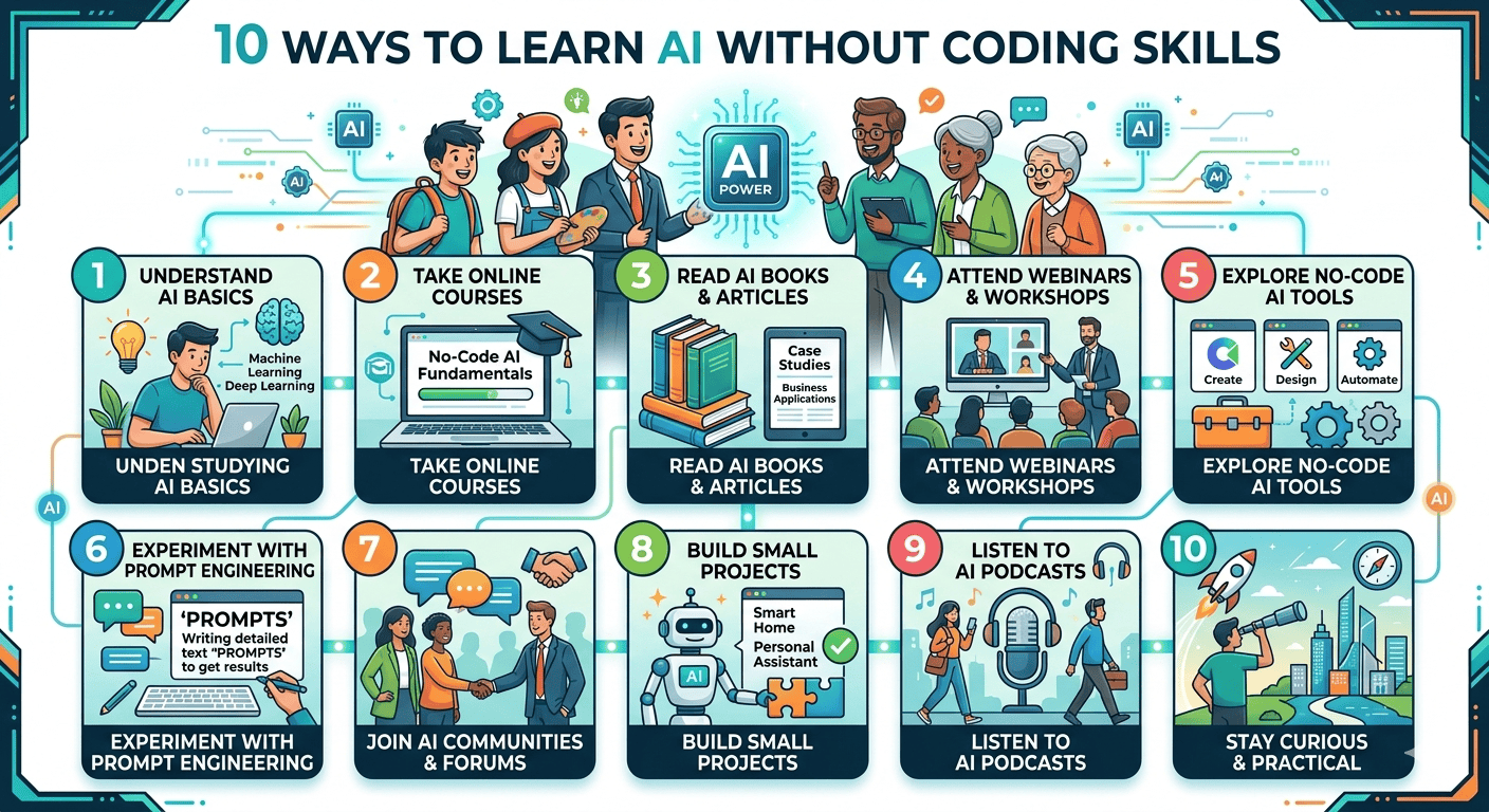 10 แนวทางเรียน AI แบบไม่ต้องเขียนโค้ด